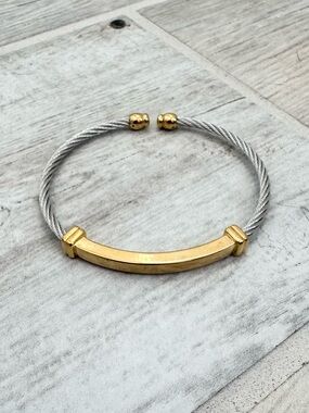 Gold Silver Thin Cuff Bracelet